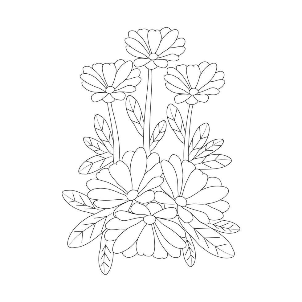 garden flower line art illustration coloring page for printing template design vector