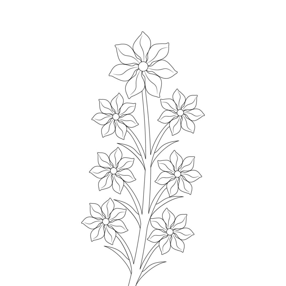 illustration of natural flower coloring page line drawing for kids art vector