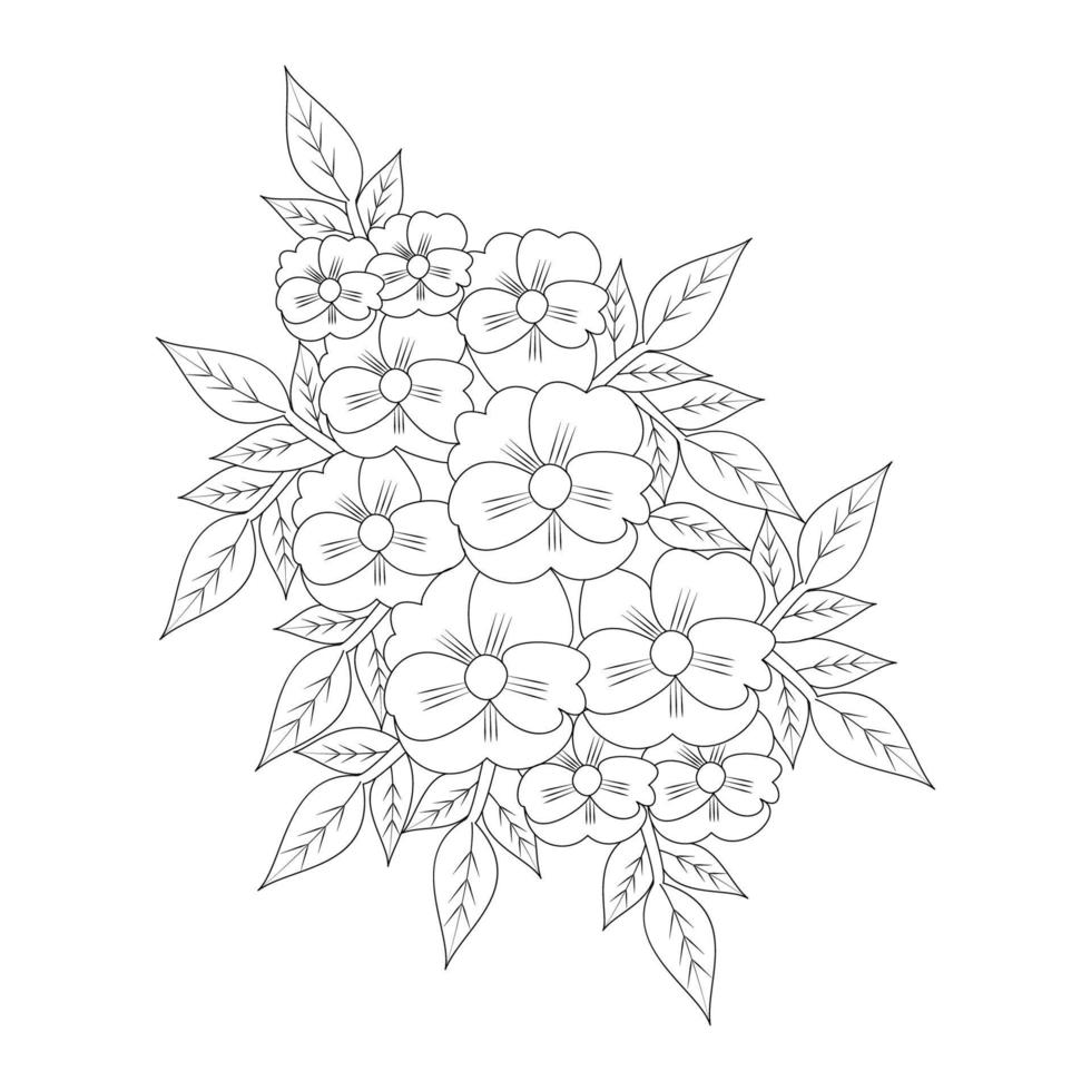 blossom coloring page design of printing template element of flower drawing vector