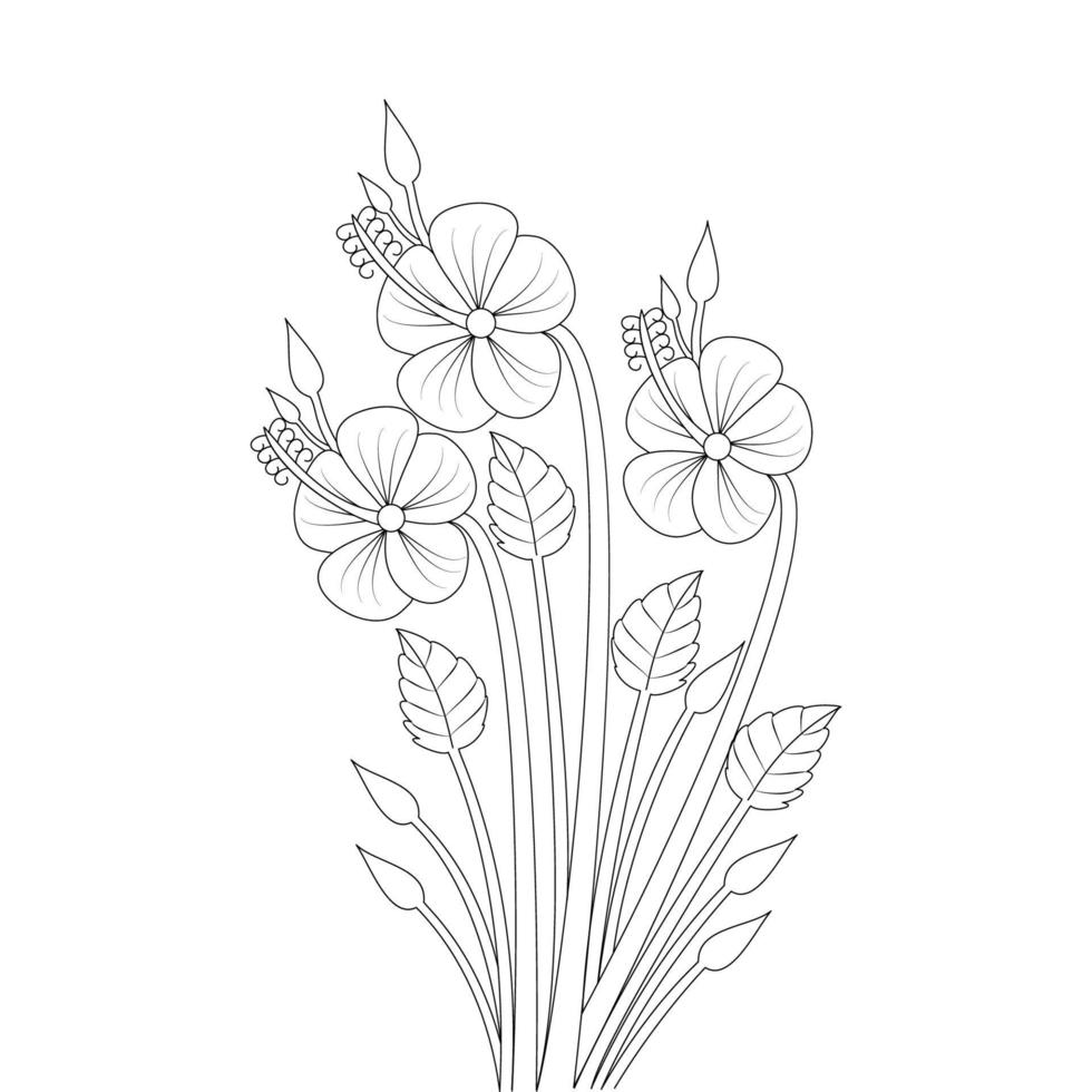blossom coloring page design of printing template element of flower drawing vector