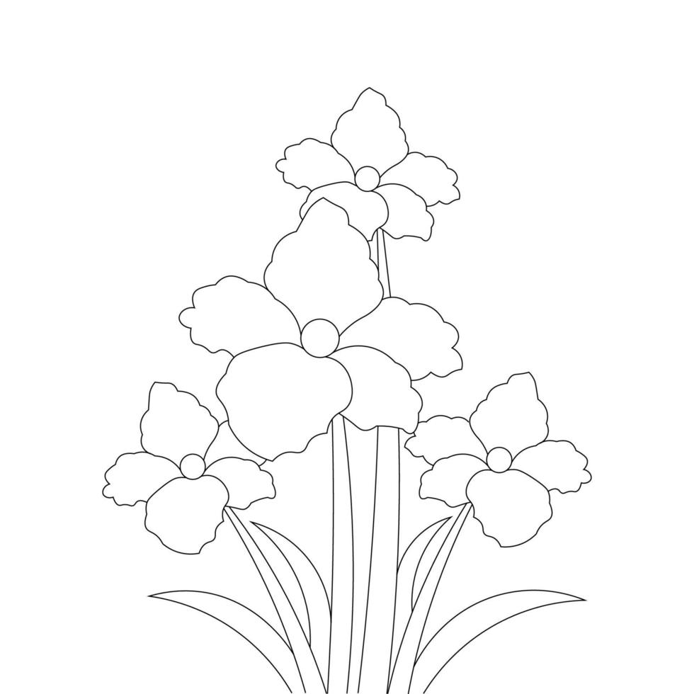 vector flower drawing with detailed creative line stroke for coloring page