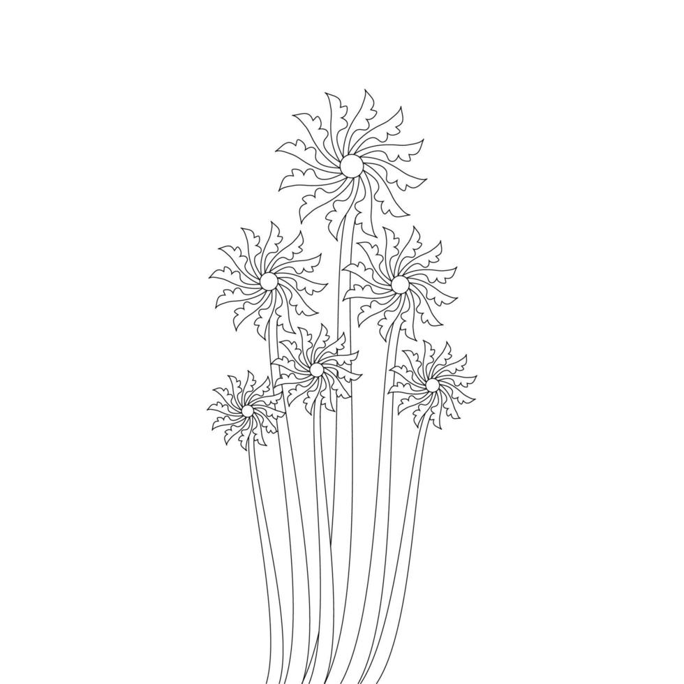 illustration of natural flower coloring page line drawing for kids art vector