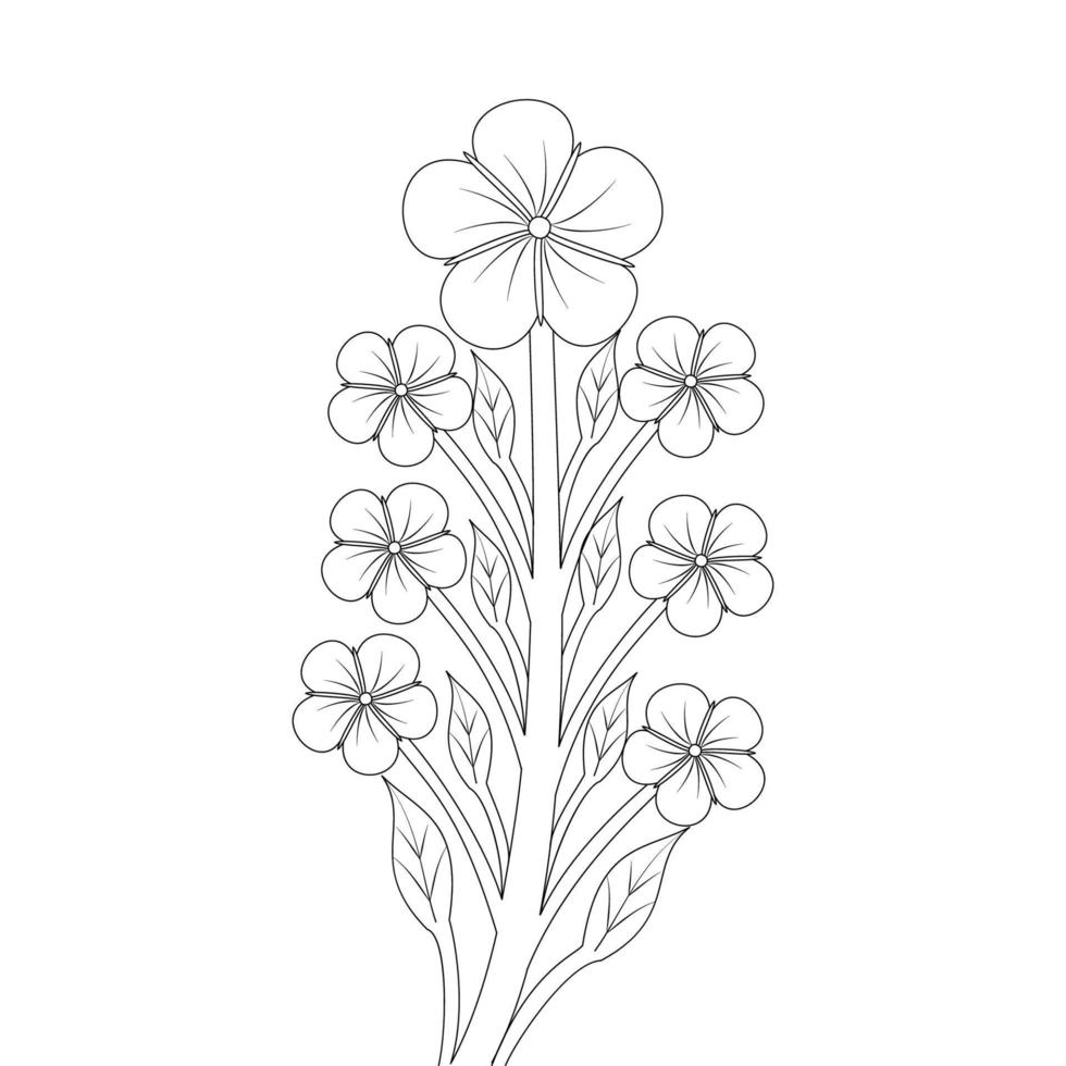 blossom coloring page design of printing template element of flower drawing vector