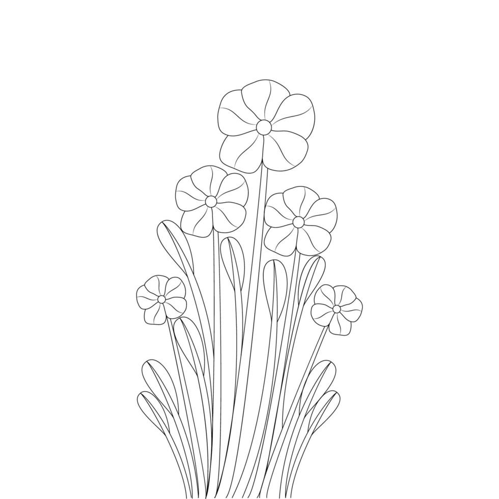 garden flower line art illustration coloring page for printing template design vector