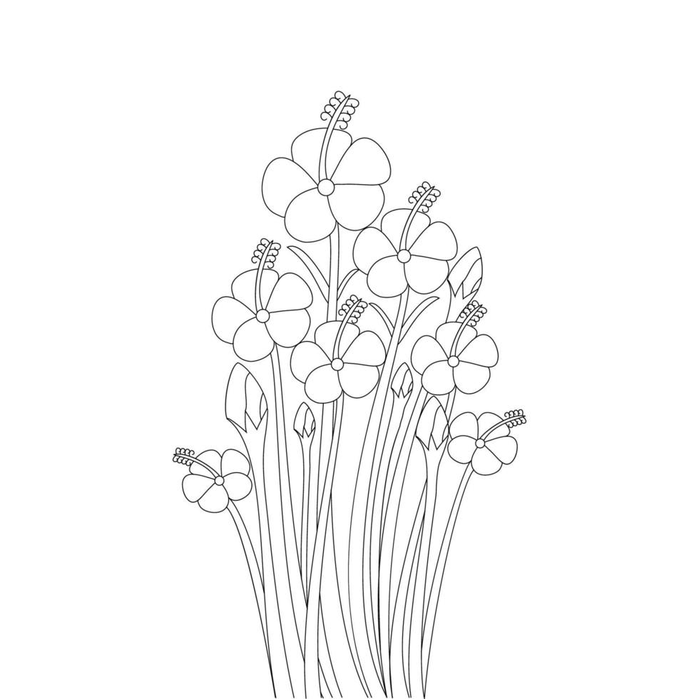 blossom coloring page design of printing template element of flower drawing vector