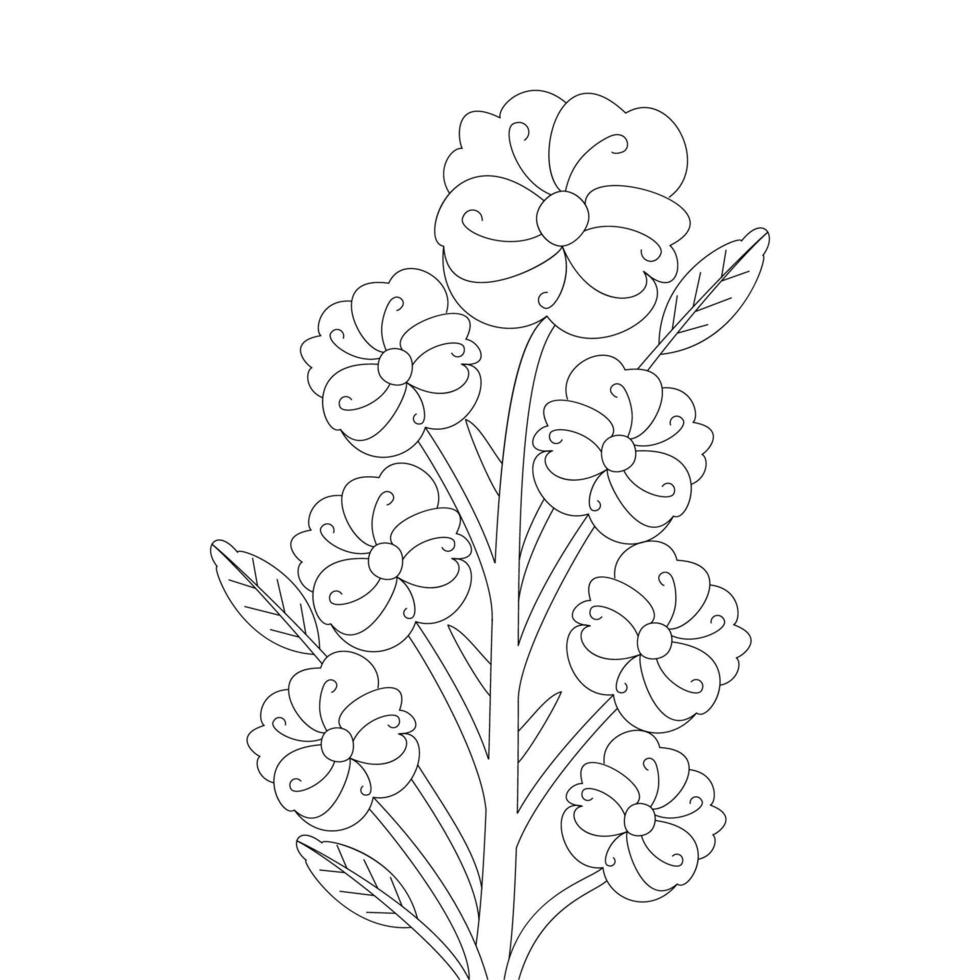 garden flower line art illustration coloring page for printing template design vector