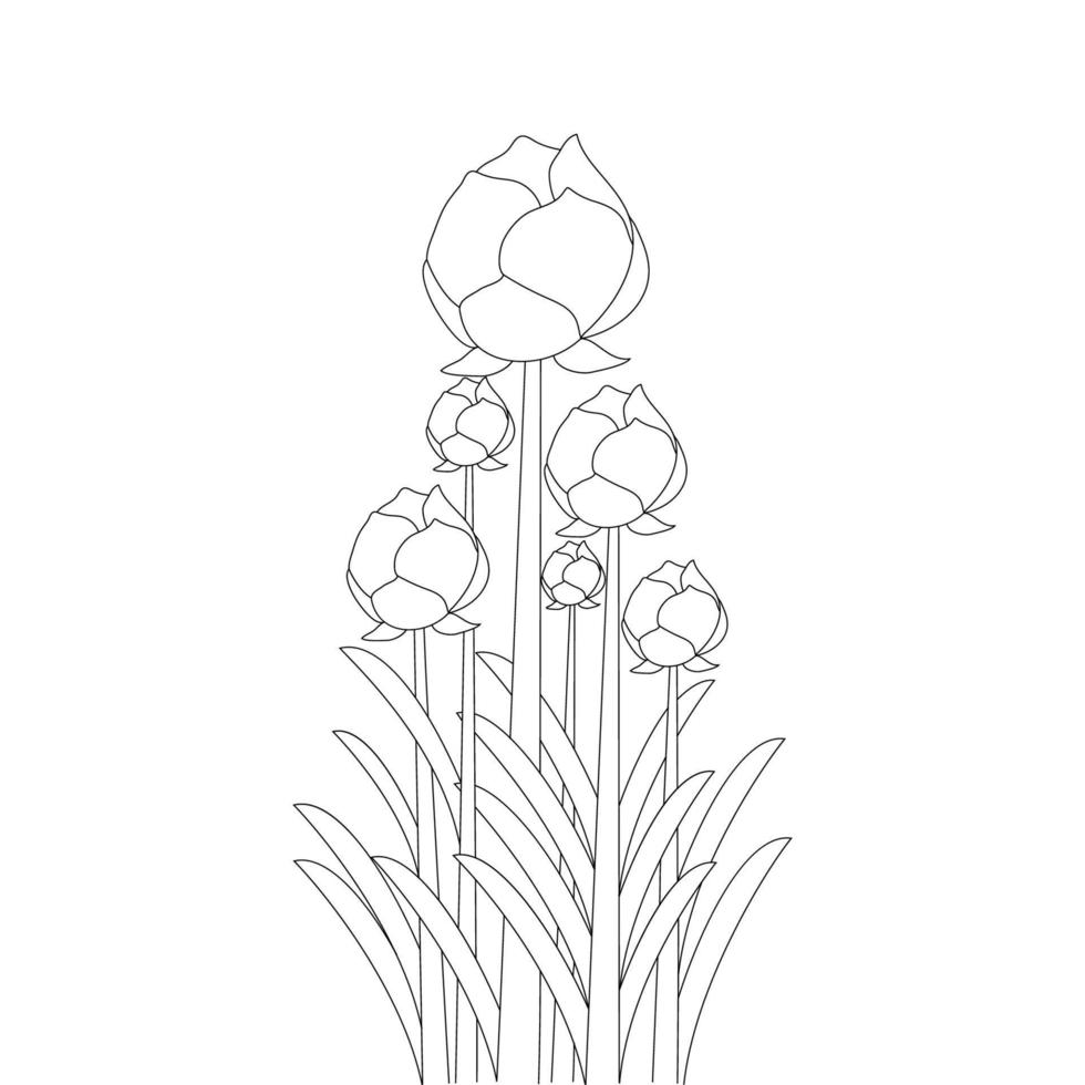 blossom coloring page design of printing template element of flower drawing vector