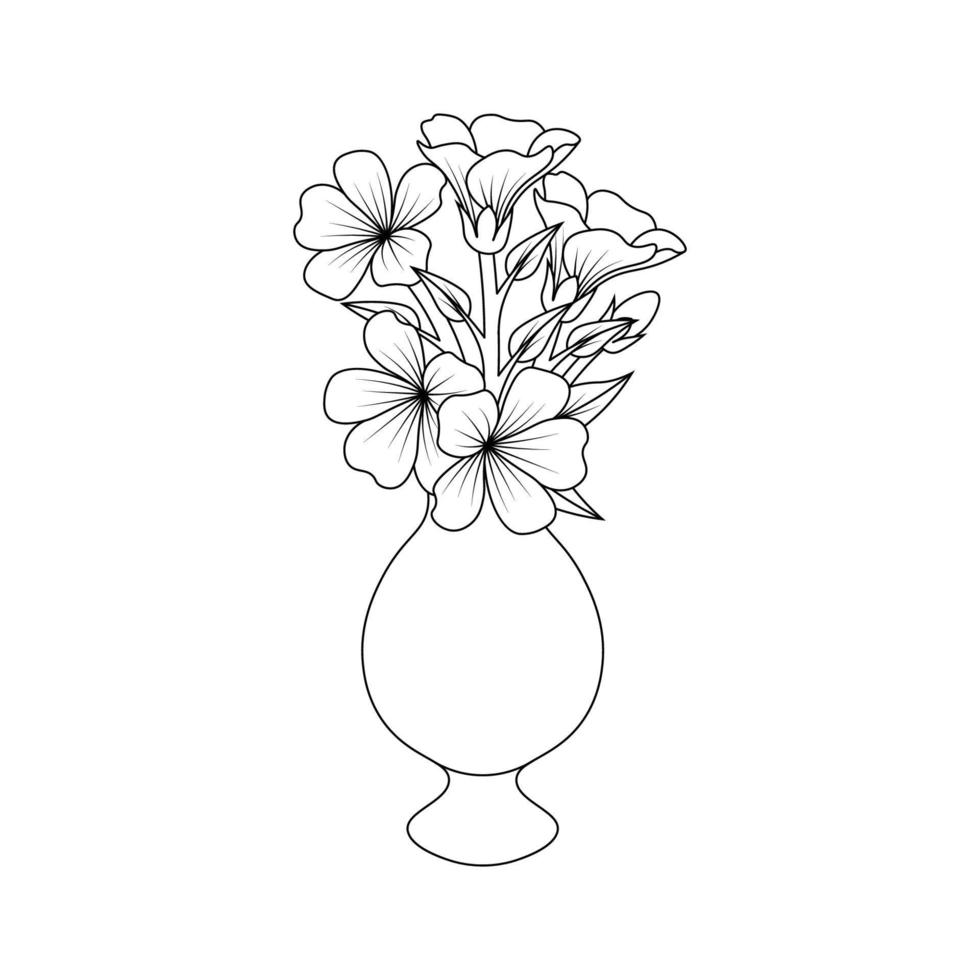 Printbunch of flower coloring page design line art with decorative outline stroke design vector