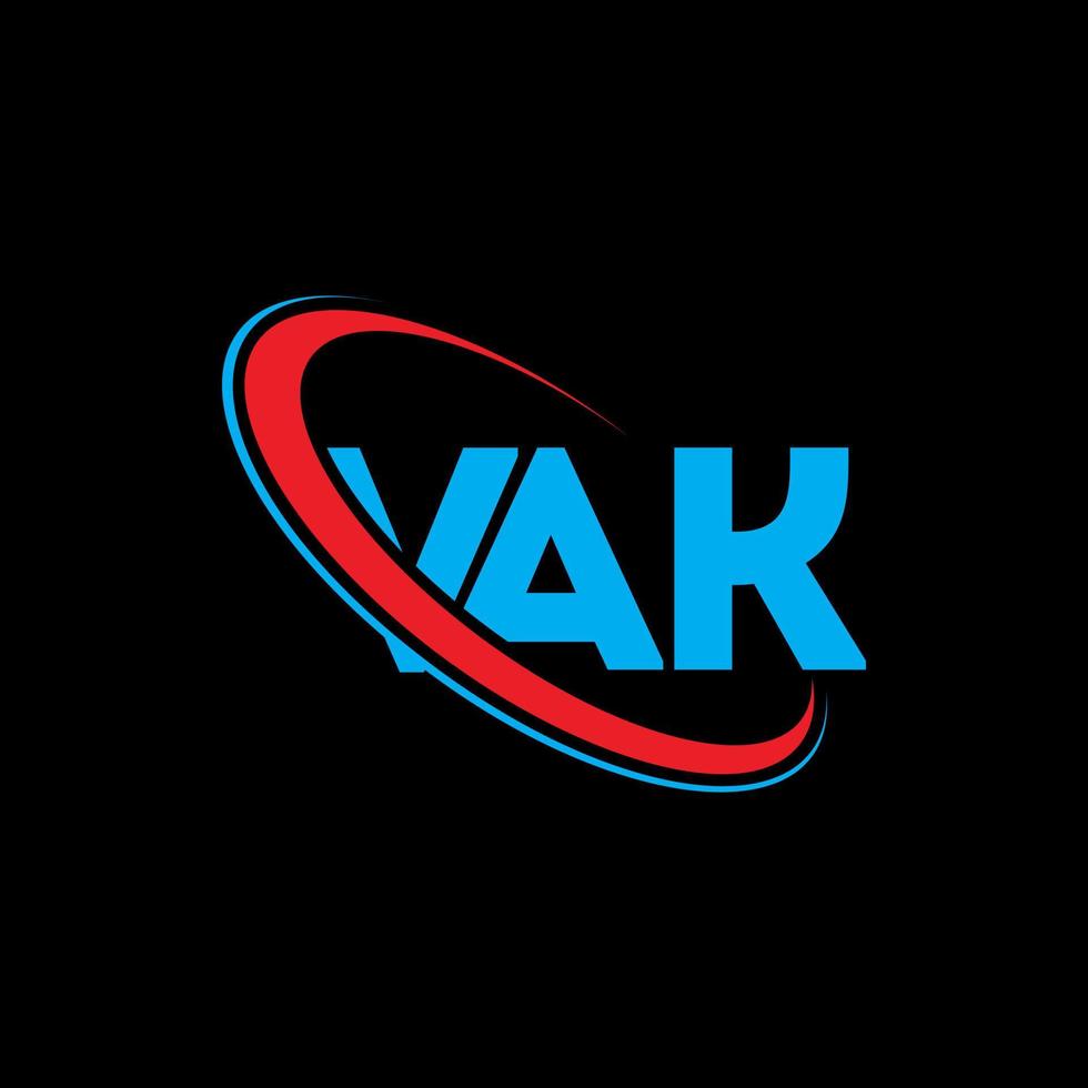 logotipo de vak. letra vak. diseño del logotipo de la letra vak. logotipo de iniciales vak vinculado con círculo y logotipo de monograma en mayúsculas. tipografía vak para tecnología, negocios y marca inmobiliaria. vector