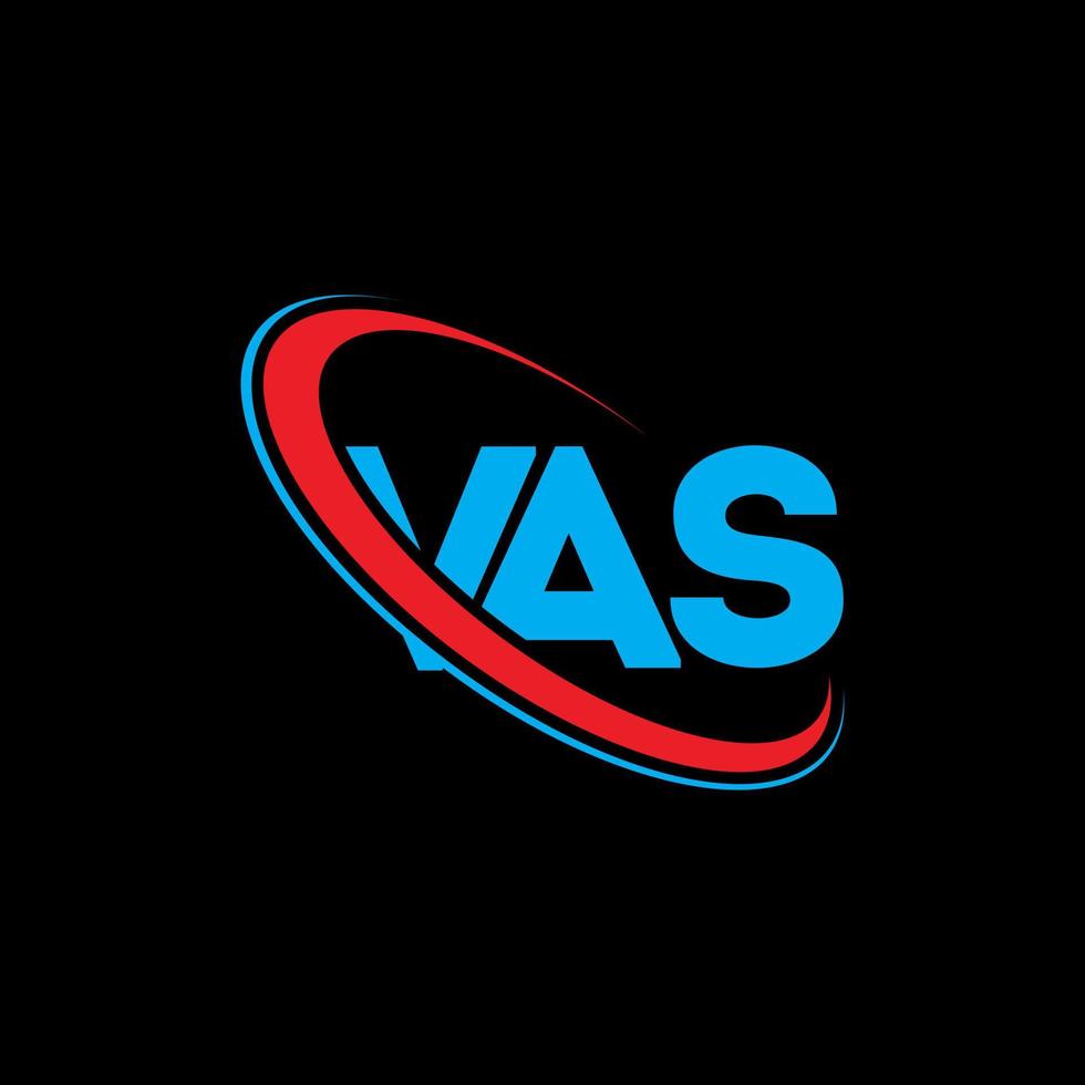 logotipo de vas. vas carta. diseño del logotipo de la letra vas. iniciales del logotipo de vas vinculado con un círculo y un logotipo de monograma en mayúsculas. tipografía vas para tecnología, negocios y marca inmobiliaria. vector