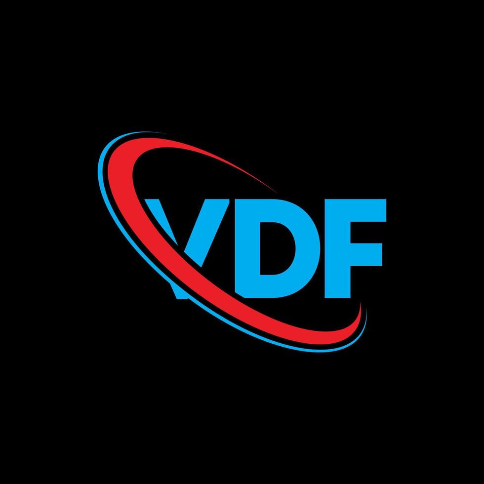 logotipo vdf. letra vfd. diseño del logotipo de la letra vdf. logotipo de iniciales vdf vinculado con círculo y logotipo de monograma en mayúsculas. tipografía vdf para tecnología, negocios y marca inmobiliaria. vector