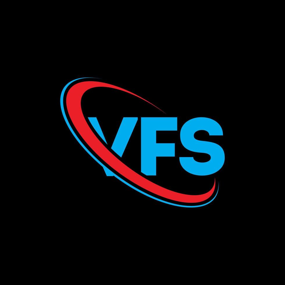 logotipo vfs. carta vfs. diseño del logotipo de la letra vfs. logotipo de iniciales vfs vinculado con círculo y logotipo de monograma en mayúsculas. tipografía vfs para tecnología, negocios y marca inmobiliaria. vector