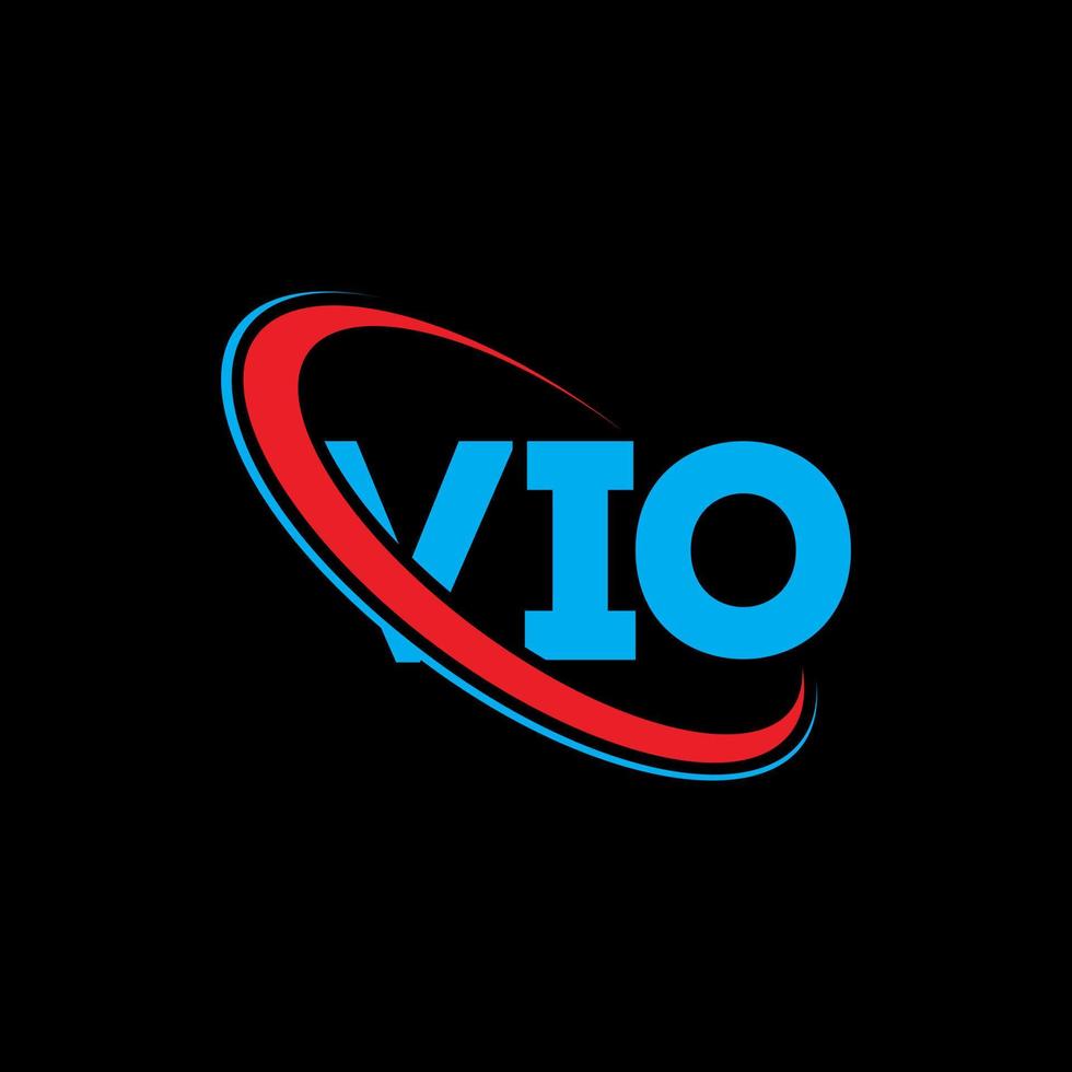 logotipo de vio. vio carta. diseño del logotipo de la letra vio. logotipo de las iniciales vio vinculado con un círculo y un logotipo de monograma en mayúsculas. tipografía vio para tecnología, negocios y marca inmobiliaria. vector