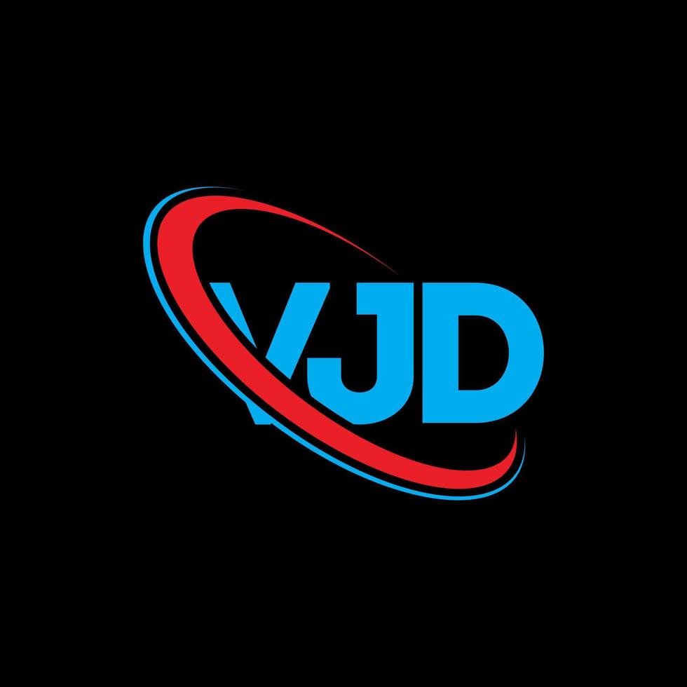 logotipo vjd. carta vjd. diseño del logotipo de la letra vjd. logotipo de iniciales vjd vinculado con círculo y logotipo de monograma en mayúsculas. tipografía vjd para tecnología, negocios y marca inmobiliaria. vector