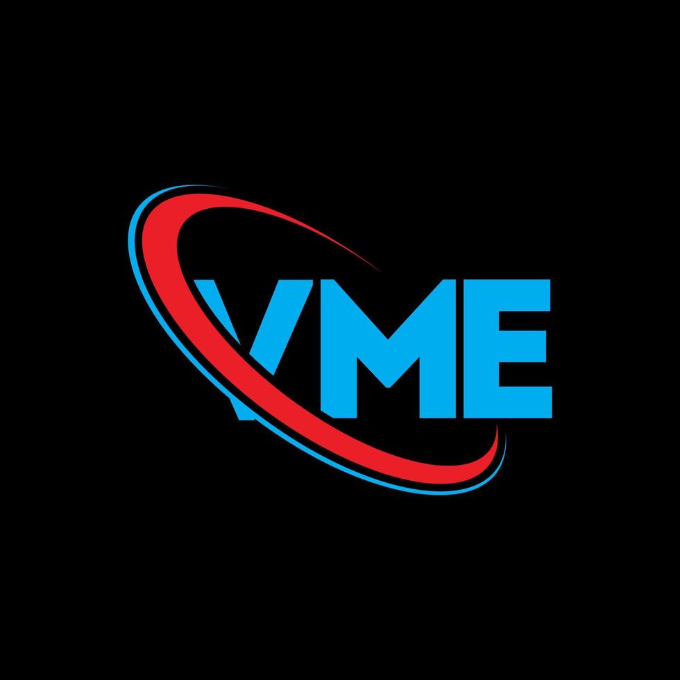 logotipo de vme. vme carta. diseño del logotipo de la letra vme. logotipo de vme de iniciales vinculado con círculo y logotipo de monograma en mayúsculas. tipografía vme para tecnología, negocios y marca inmobiliaria. vector