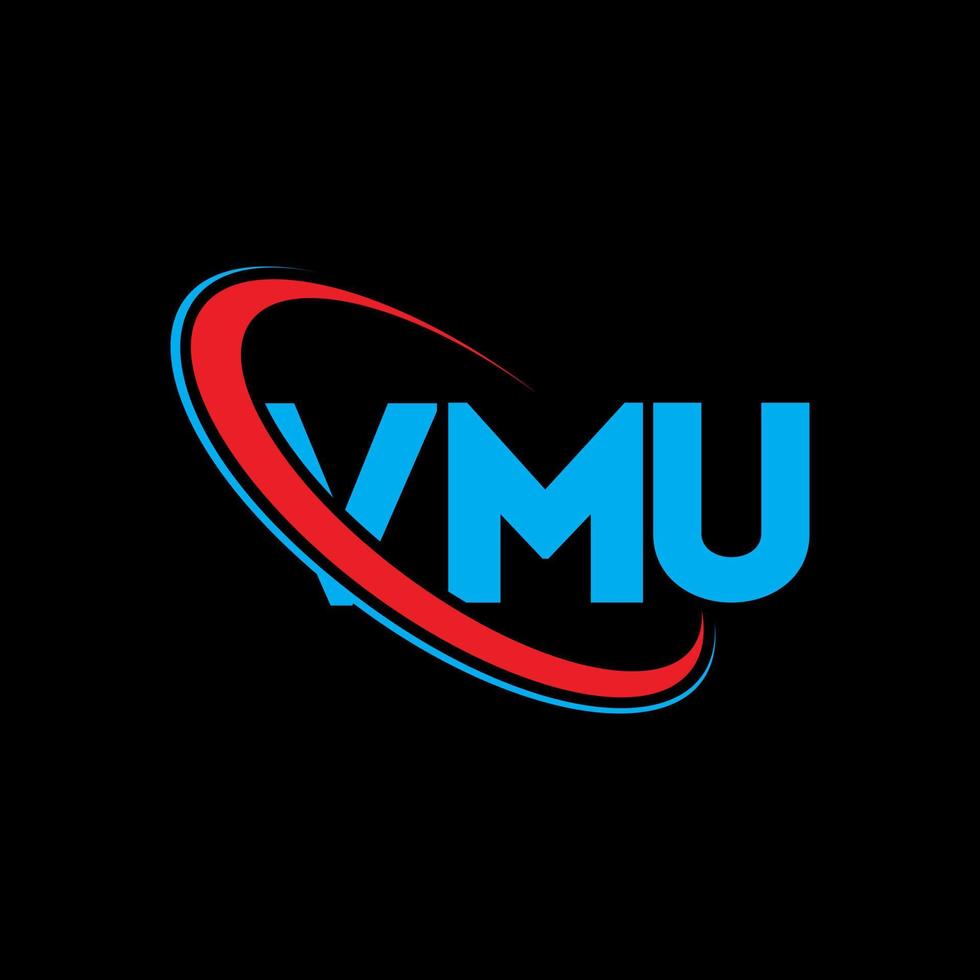 logotipo de vmu. letra vmu. diseño del logotipo de la letra vmu. logotipo de las iniciales vmu vinculado con el círculo y el logotipo del monograma en mayúsculas. tipografía vmu para tecnología, negocios y marca inmobiliaria. vector