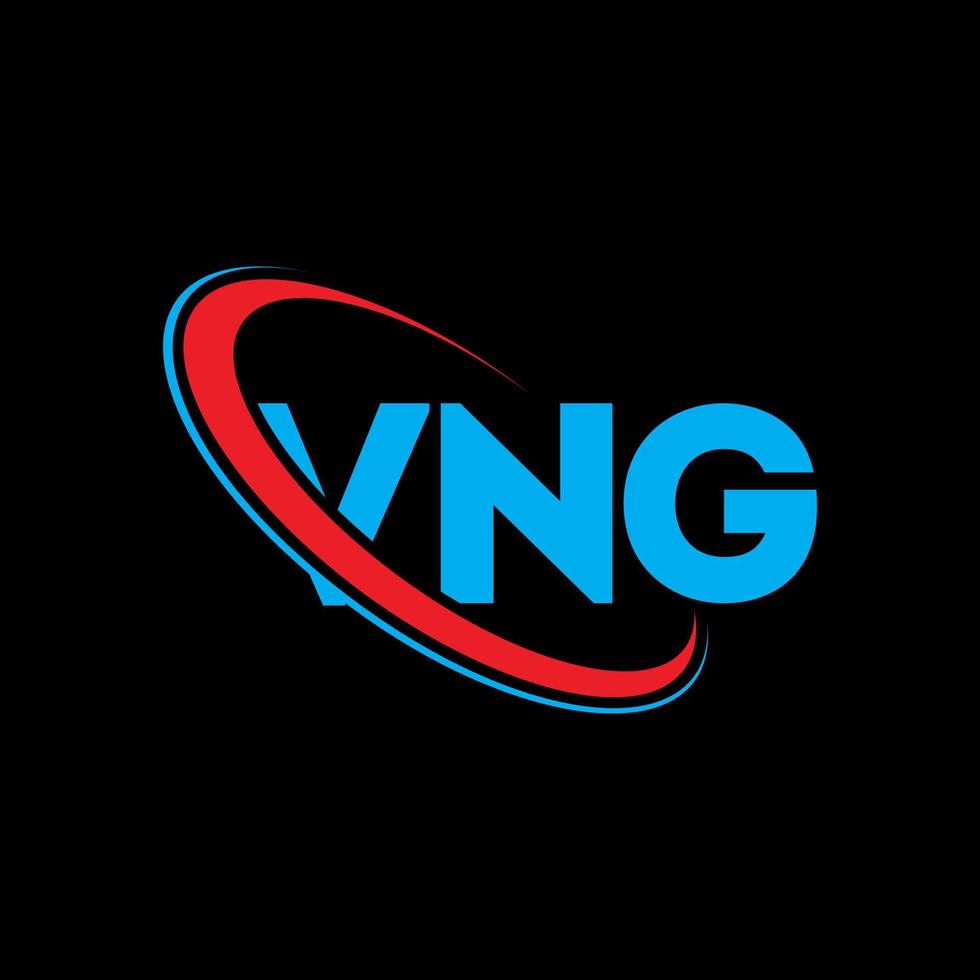 logotipo vng. carta vng. diseño de logotipo de letra vng. logotipo de iniciales vng vinculado con círculo y logotipo de monograma en mayúsculas. tipografía vng para tecnología, negocios y marca inmobiliaria. vector