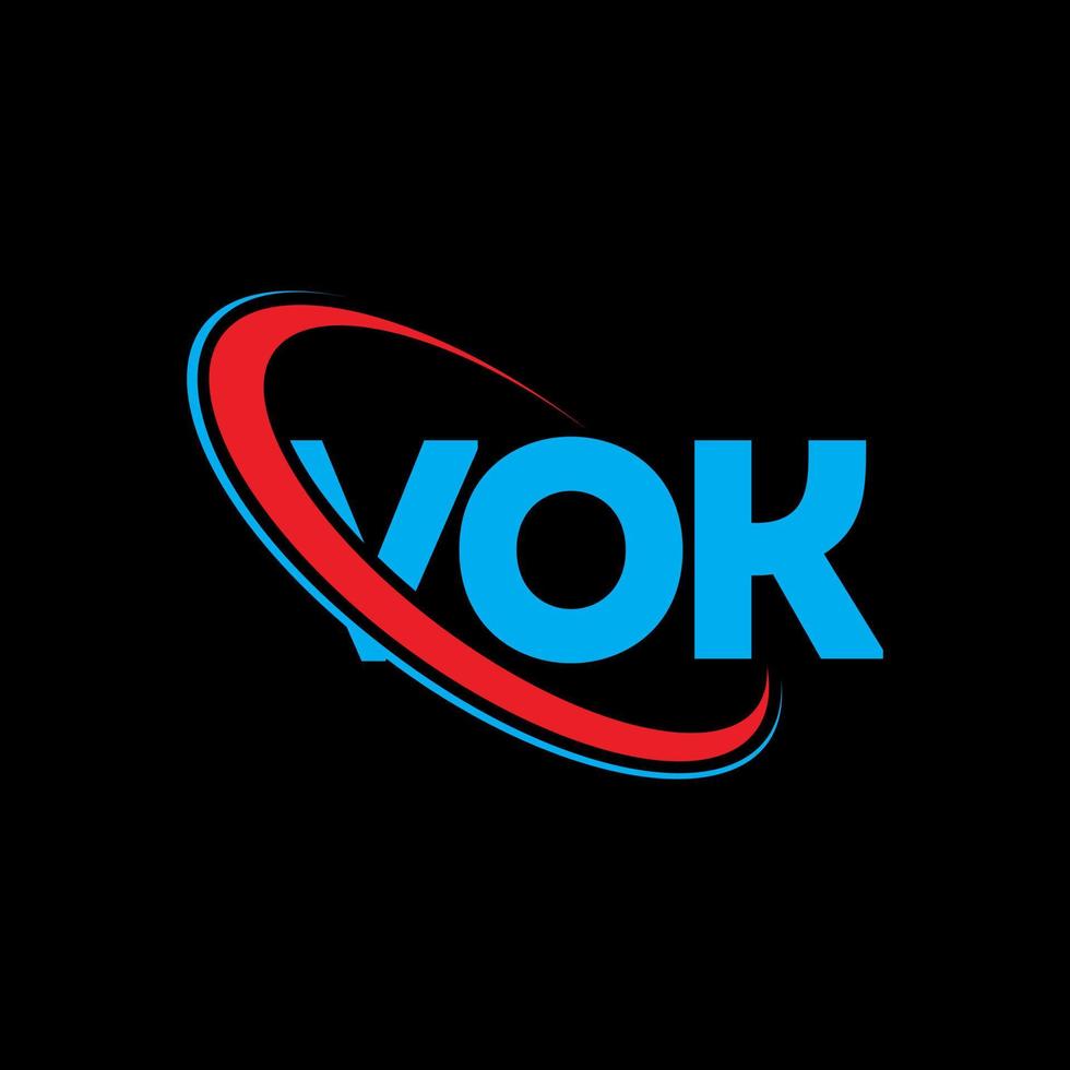 logotipo de Vok. carta vok. diseño del logotipo de la letra vok. logotipo de iniciales vok vinculado con círculo y logotipo de monograma en mayúsculas. tipografía vok para tecnología, negocios y marca inmobiliaria. vector