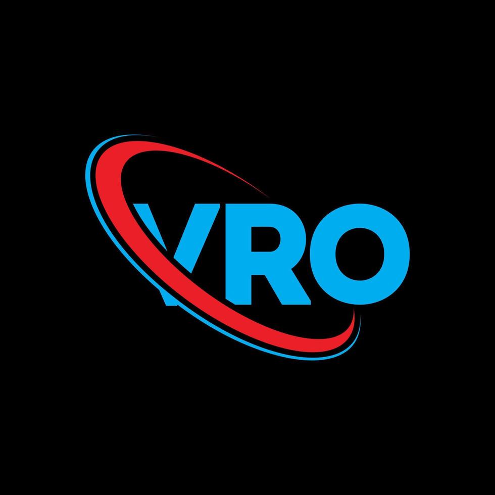 logotipo vro. vro carta. diseño del logotipo de la letra vro. logotipo de iniciales vro vinculado con círculo y logotipo de monograma en mayúsculas. tipografía vro para tecnología, negocios y marca inmobiliaria. vector