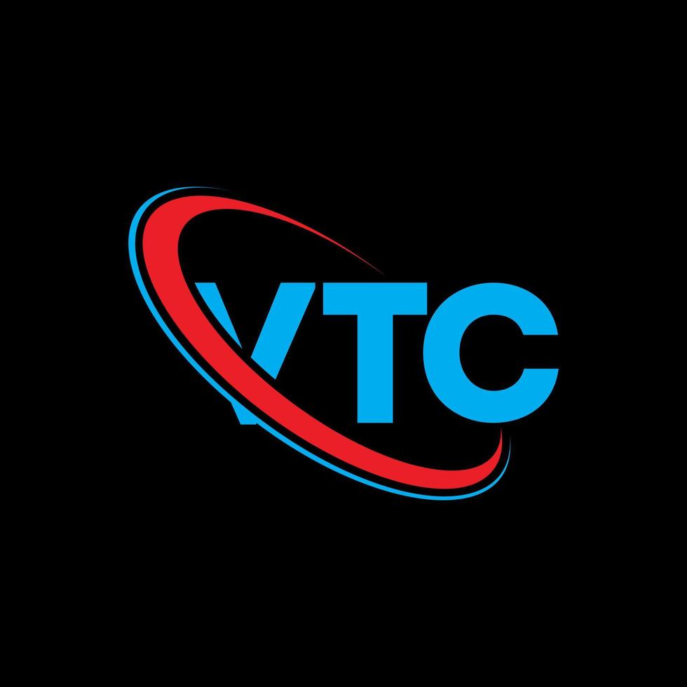 logotipo de vtc. letra vtc. diseño de logotipo de letra vtc. logotipo de vtc de iniciales vinculado con círculo y logotipo de monograma en mayúsculas. tipografía vtc para tecnología, negocios y marca inmobiliaria. vector
