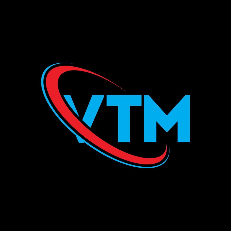 logotipo vtm. carta vtm. diseño del logotipo de la letra vtm. logotipo de iniciales vtm vinculado con círculo y logotipo de monograma en mayúsculas. tipografía vtm para tecnología, negocios y marca inmobiliaria. vector