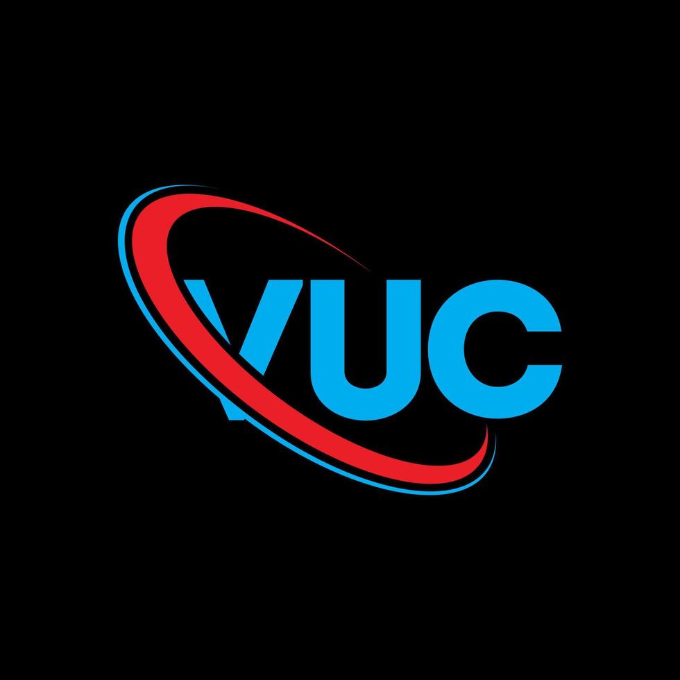 logotipo de vuc. letra vuc. diseño del logotipo de la letra vuc. logotipo de iniciales vuc vinculado con círculo y logotipo de monograma en mayúsculas. tipografía vuc para tecnología, negocios y marca inmobiliaria. vector