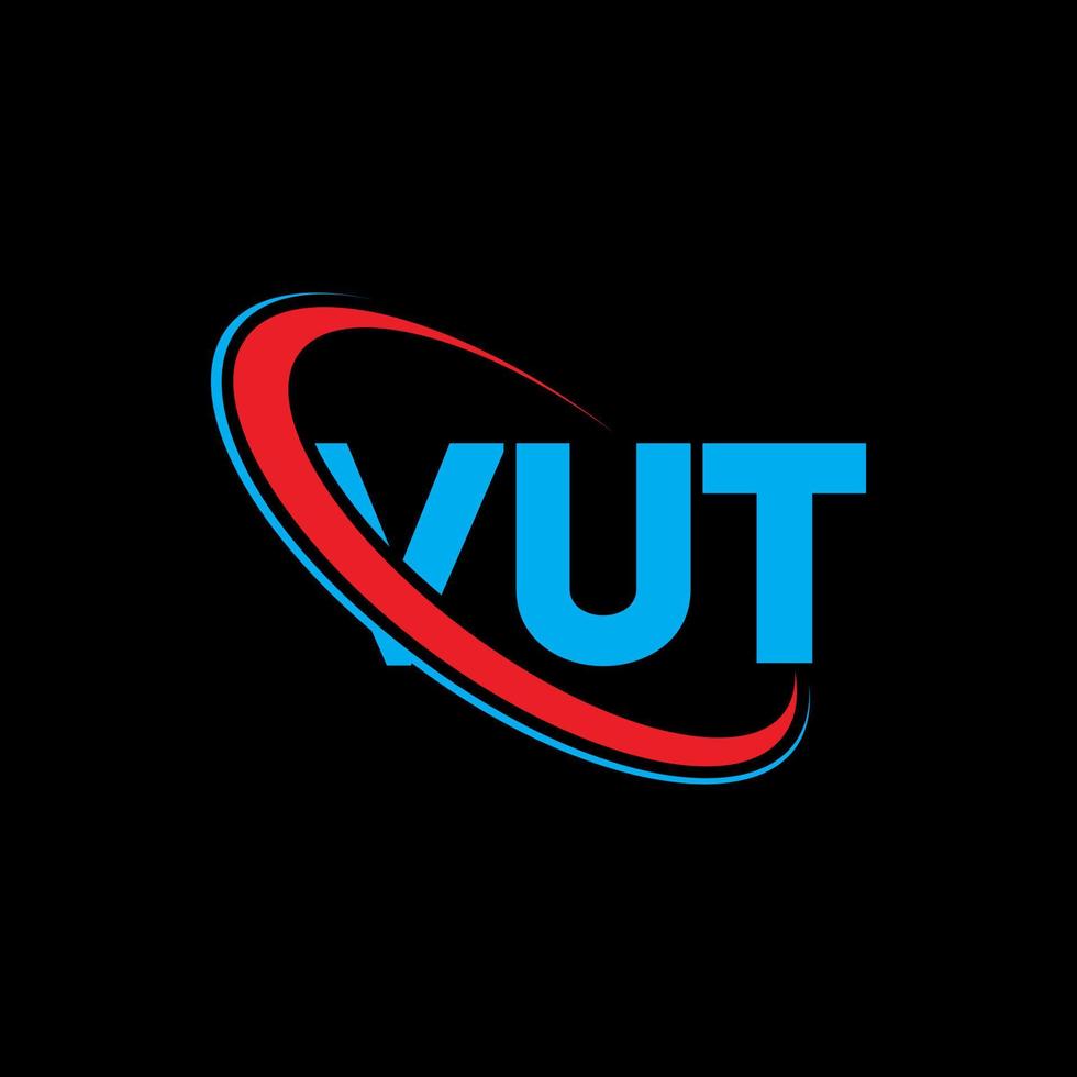 logotipo de vut. vut carta. diseño de logotipo de letra vut. logotipo de iniciales vut vinculado con círculo y logotipo de monograma en mayúsculas. tipografía vut para tecnología, negocios y marca inmobiliaria. vector