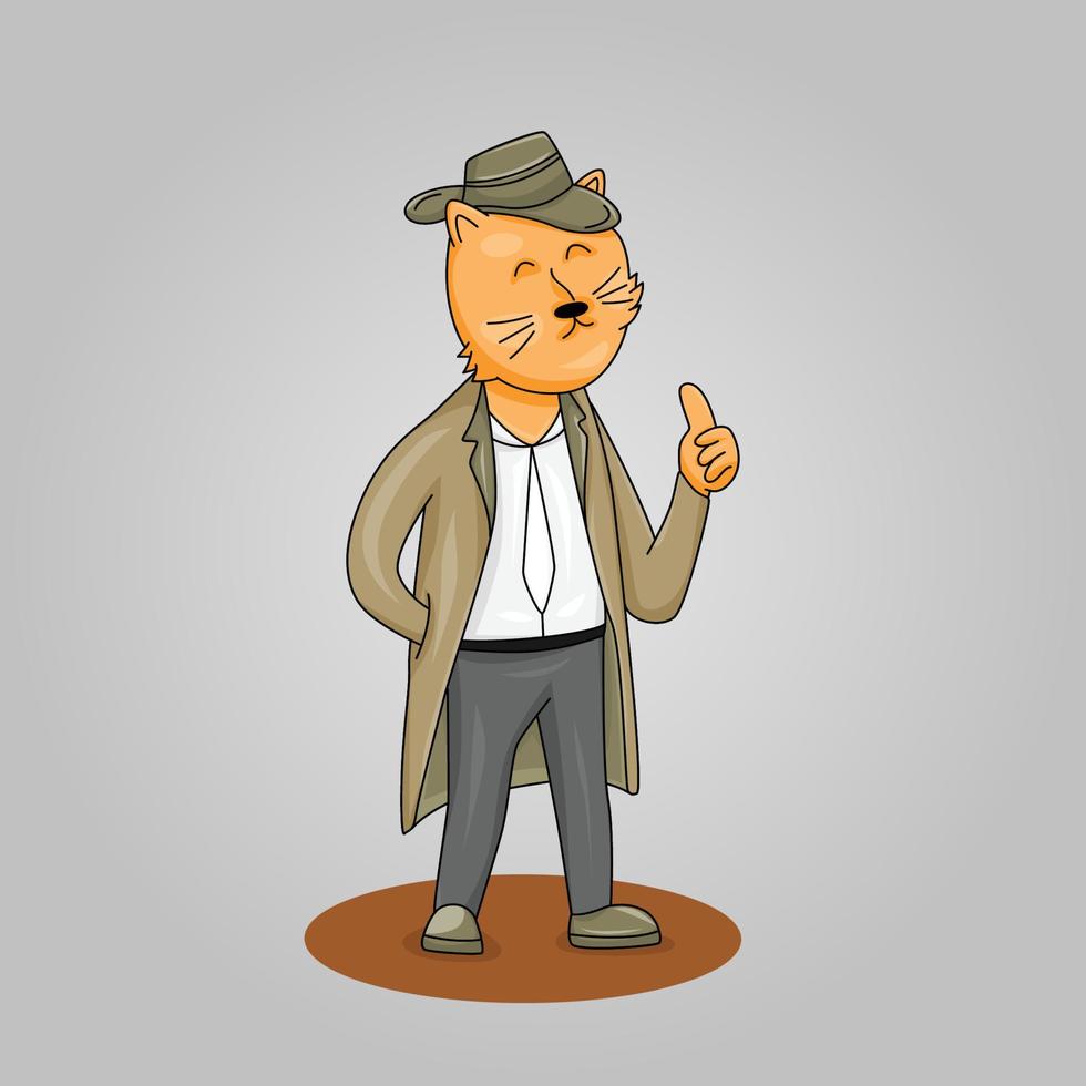 Cute mafia cat vector illustration, cat in mafia outfit
