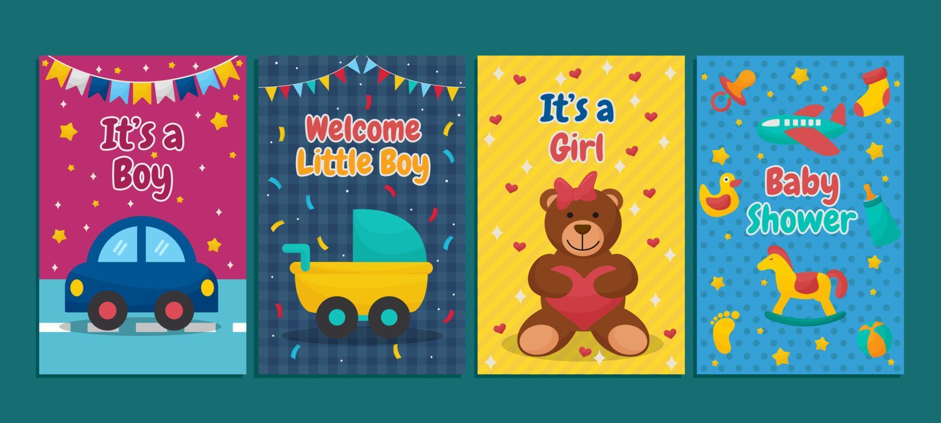 Baby Bornday Card Template vector