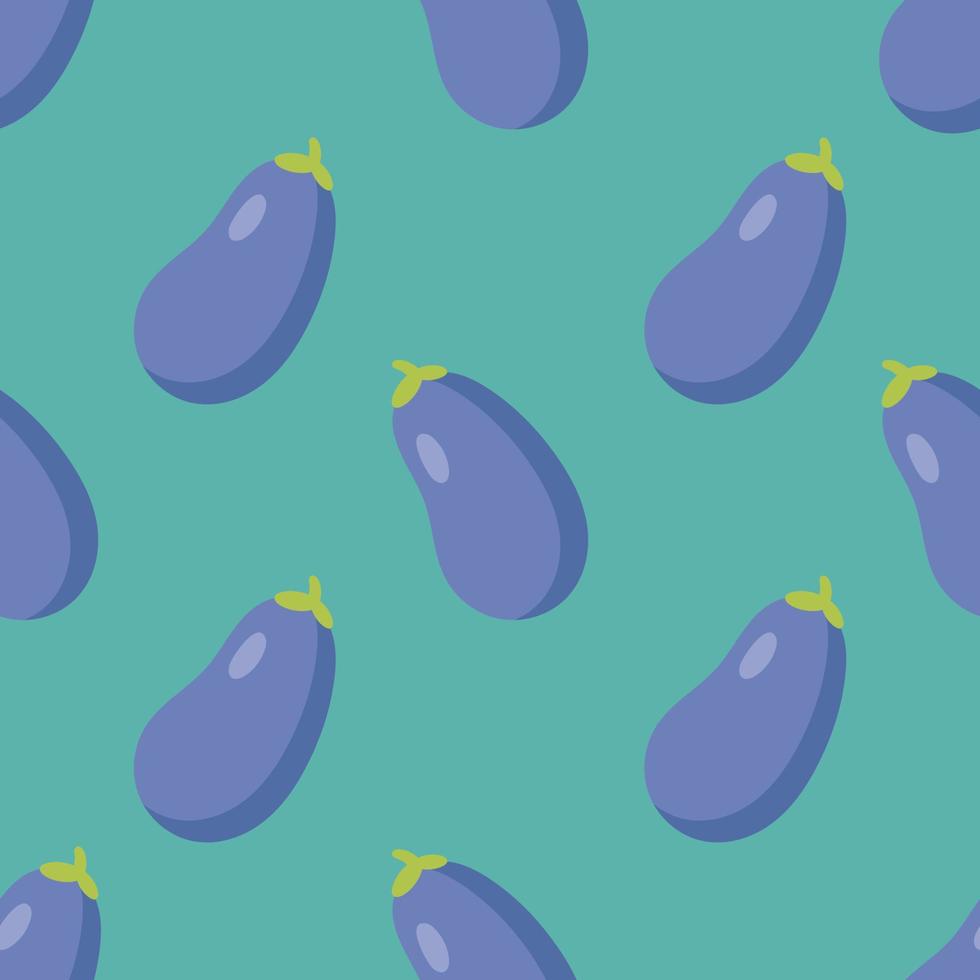Seamless Pattern with Eggplants. Vector illustration. For posters, banners, card, printing on the pack, paper, printing on clothes, fabric, wallpaper.