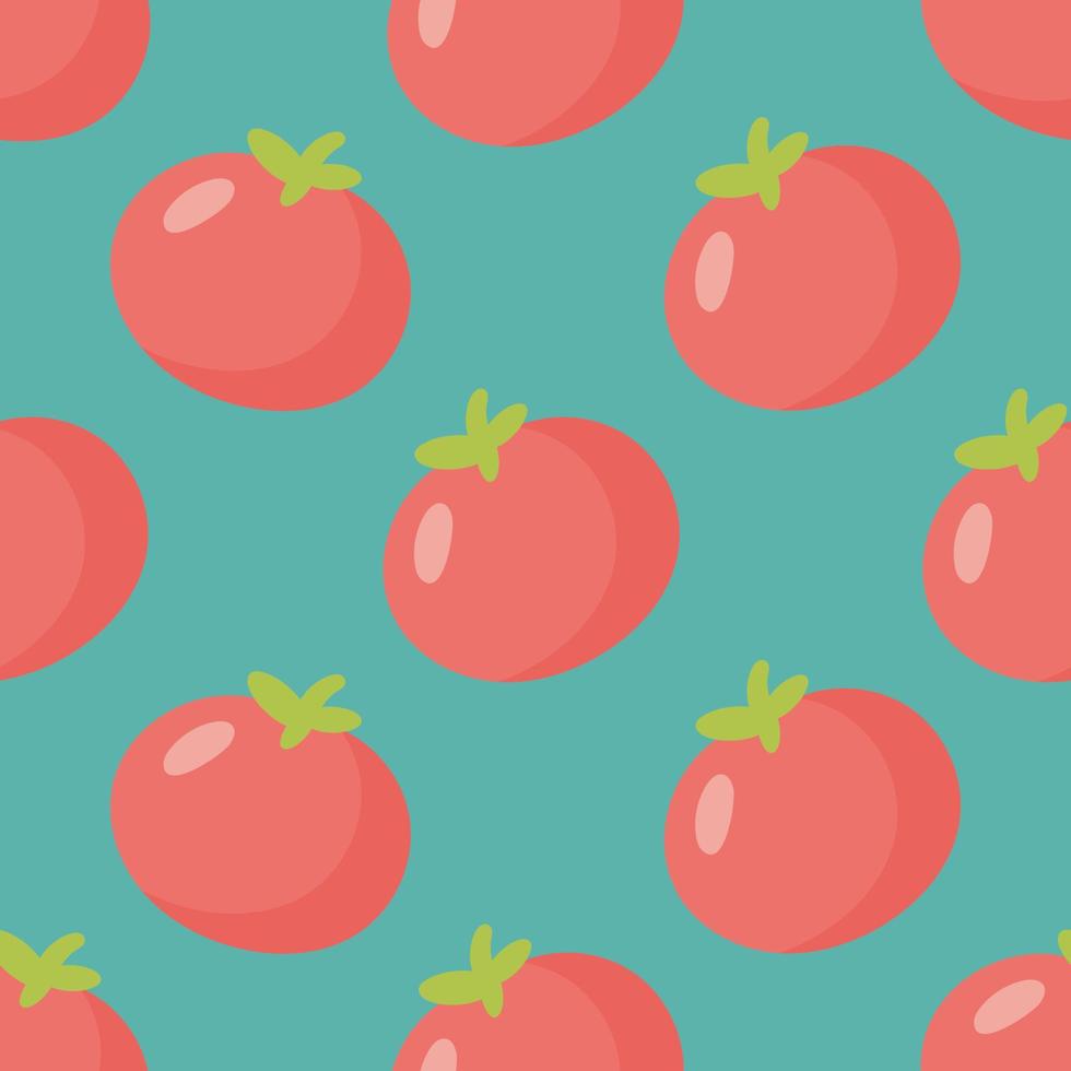 Seamless Pattern with Tomatoes. Vector illustration. For posters, banners, card, printing on the pack, paper, printing on clothes, fabric, wallpaper.