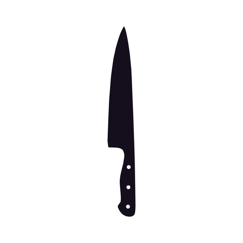 cuchillo de cocina elemento de diseño de icono en blanco y negro sobre fondo blanco aislado vector