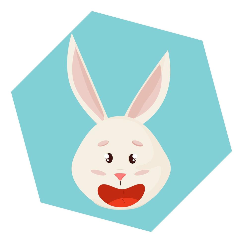 Bunny's emotion. Smile Head into Romb. vector