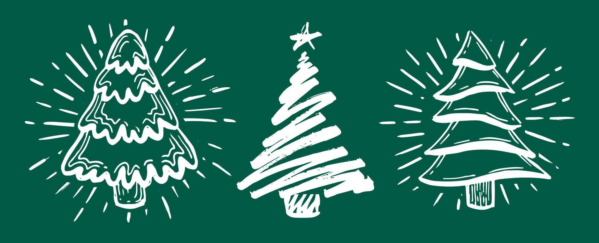 Christmas trees hand drawn. Happy new year. Vector illustration