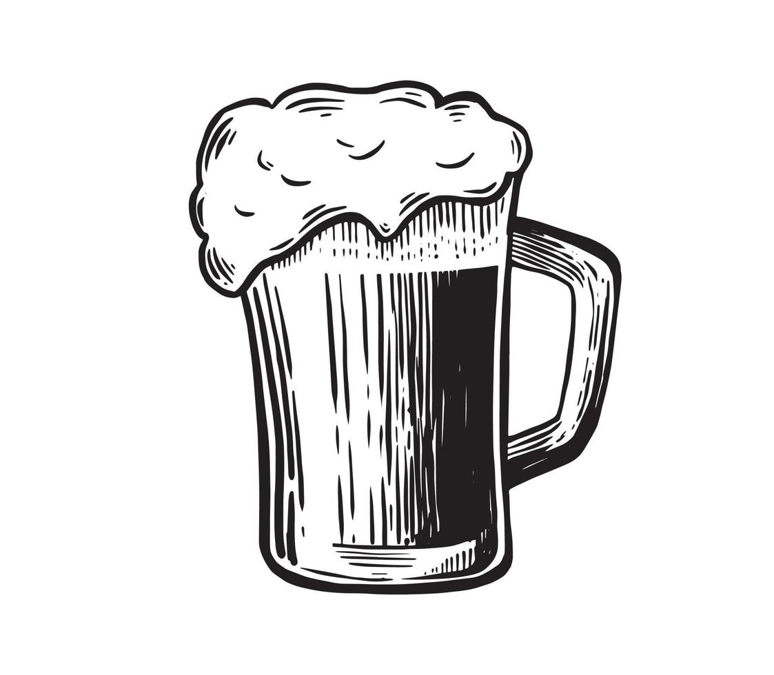 Beer glasses. Ink hand drawn style. vector