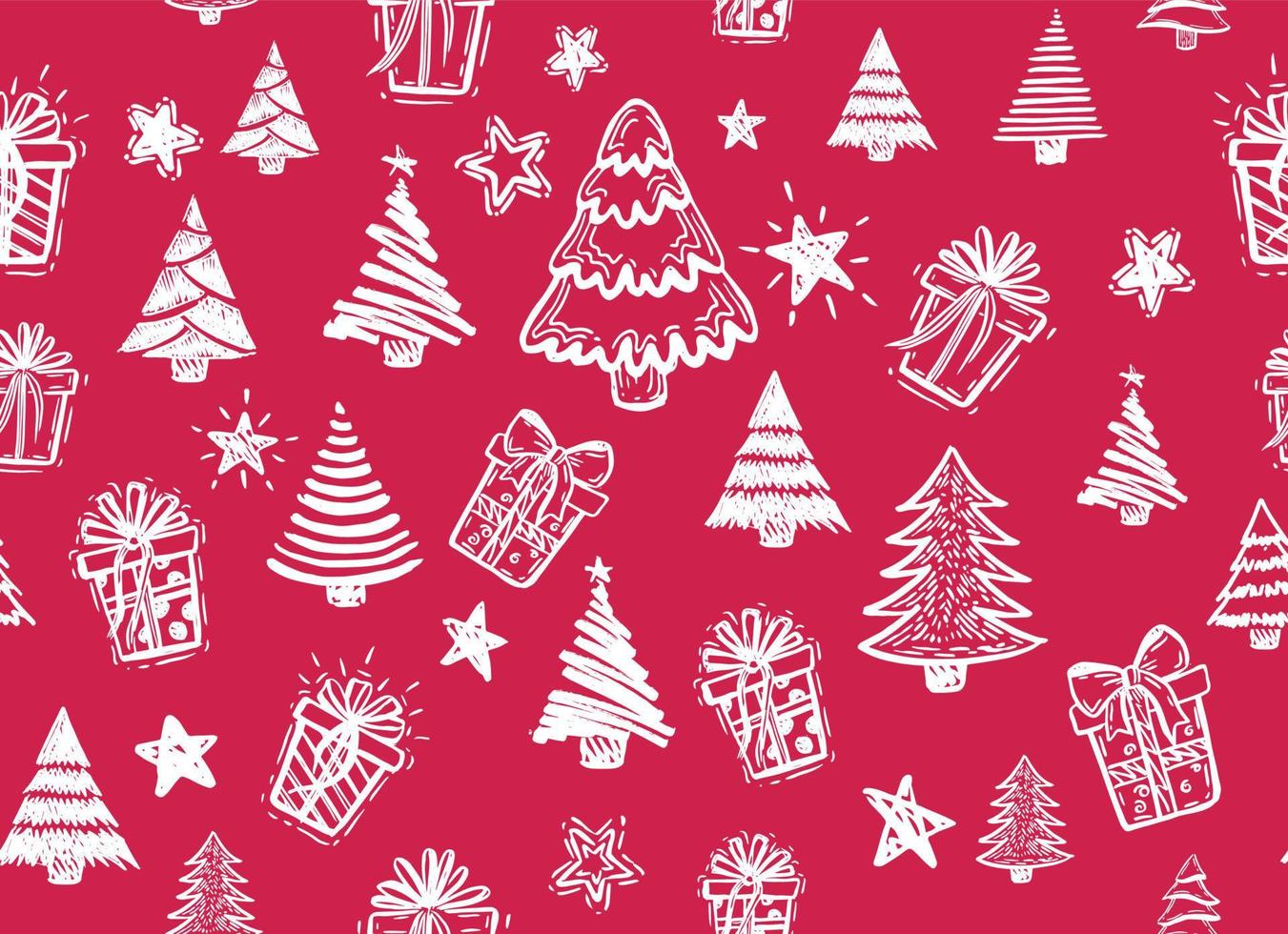 Tree, Gift boxes, star set, hand drawn illustrations. vector