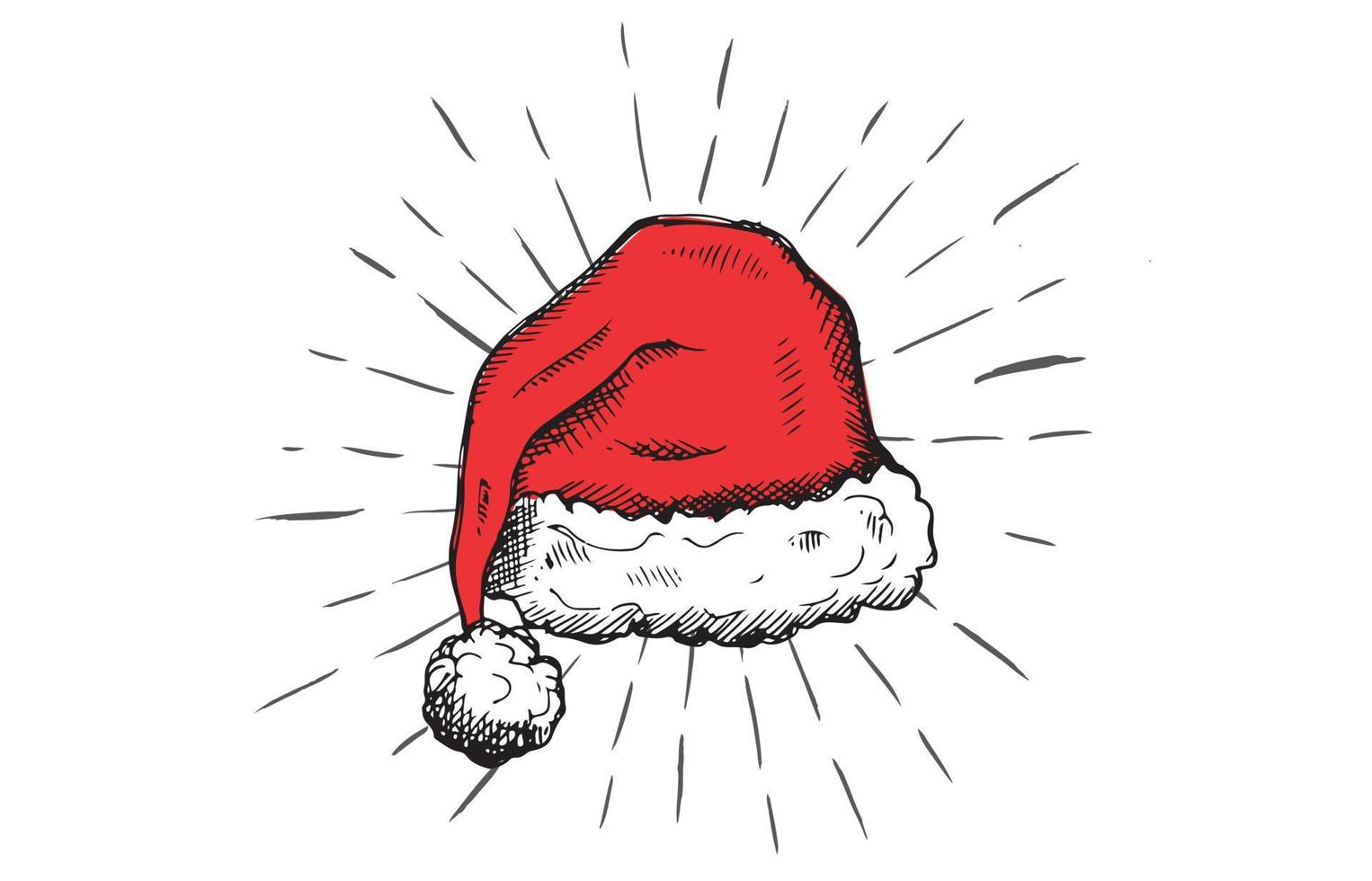 Sketch of Santa Hat Hand drawn illustration vector