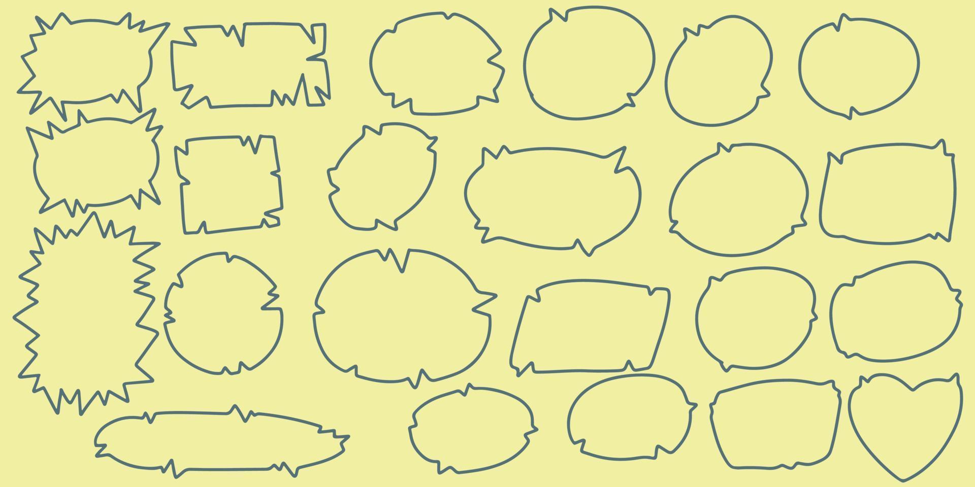 Twenty three Hand drawing doodle speech bubble set. Hand Drawn Comics vector