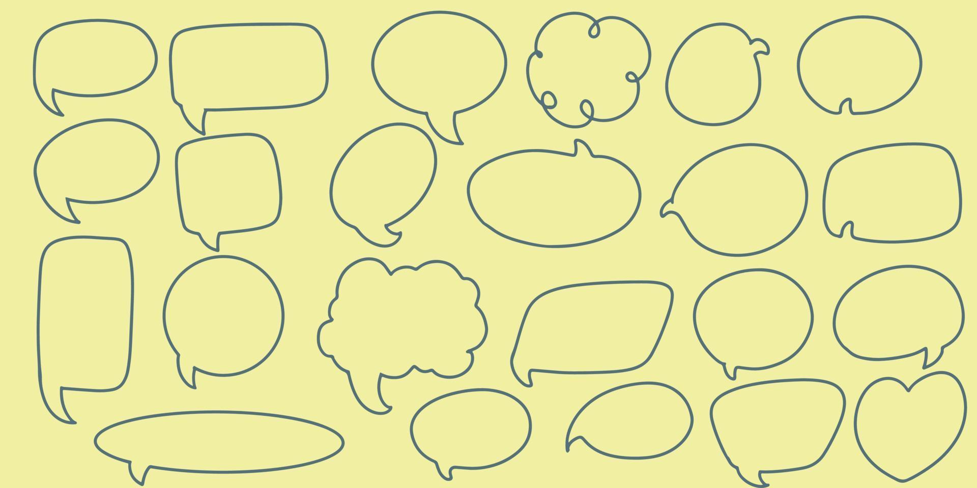 Twenty three Hand drawing doodle speech bubble set. Hand Drawn Comics vector