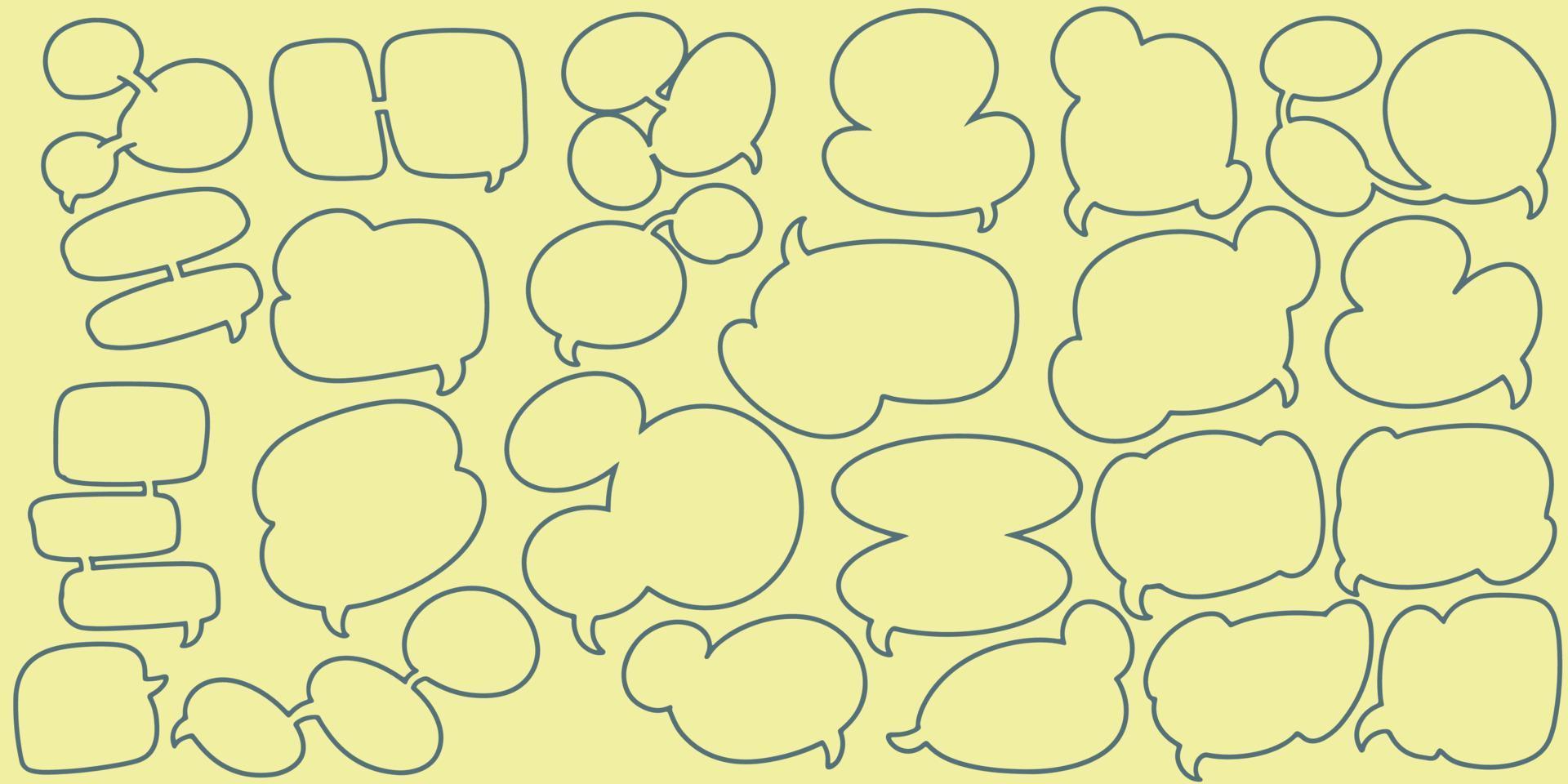 Twenty four Hand drawing doodle speech bubble set. Hand Drawn Comics vector