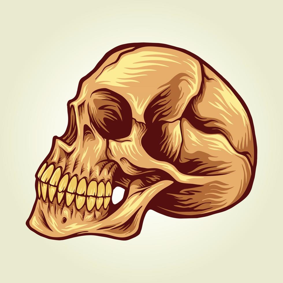 Vintage skull head logo mascot Vector illustrations for your work Logo, mascot merchandise t-shirt, stickers and Label designs, poster, greeting cards advertising business company or brands.