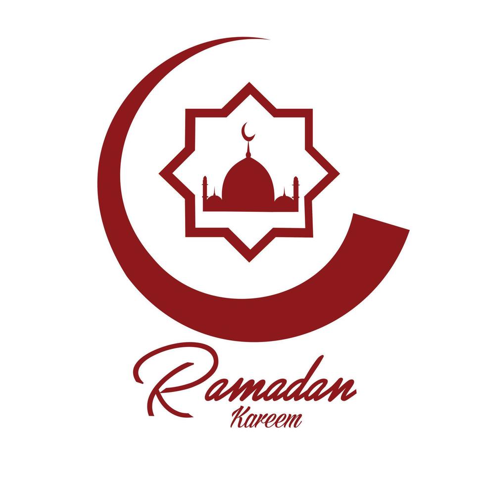 tarjeta de felicitación ramadan kareem con luna, linterna, ilustración de afiches. ilustración vectorial fondo musulmán. simple y elegante vector