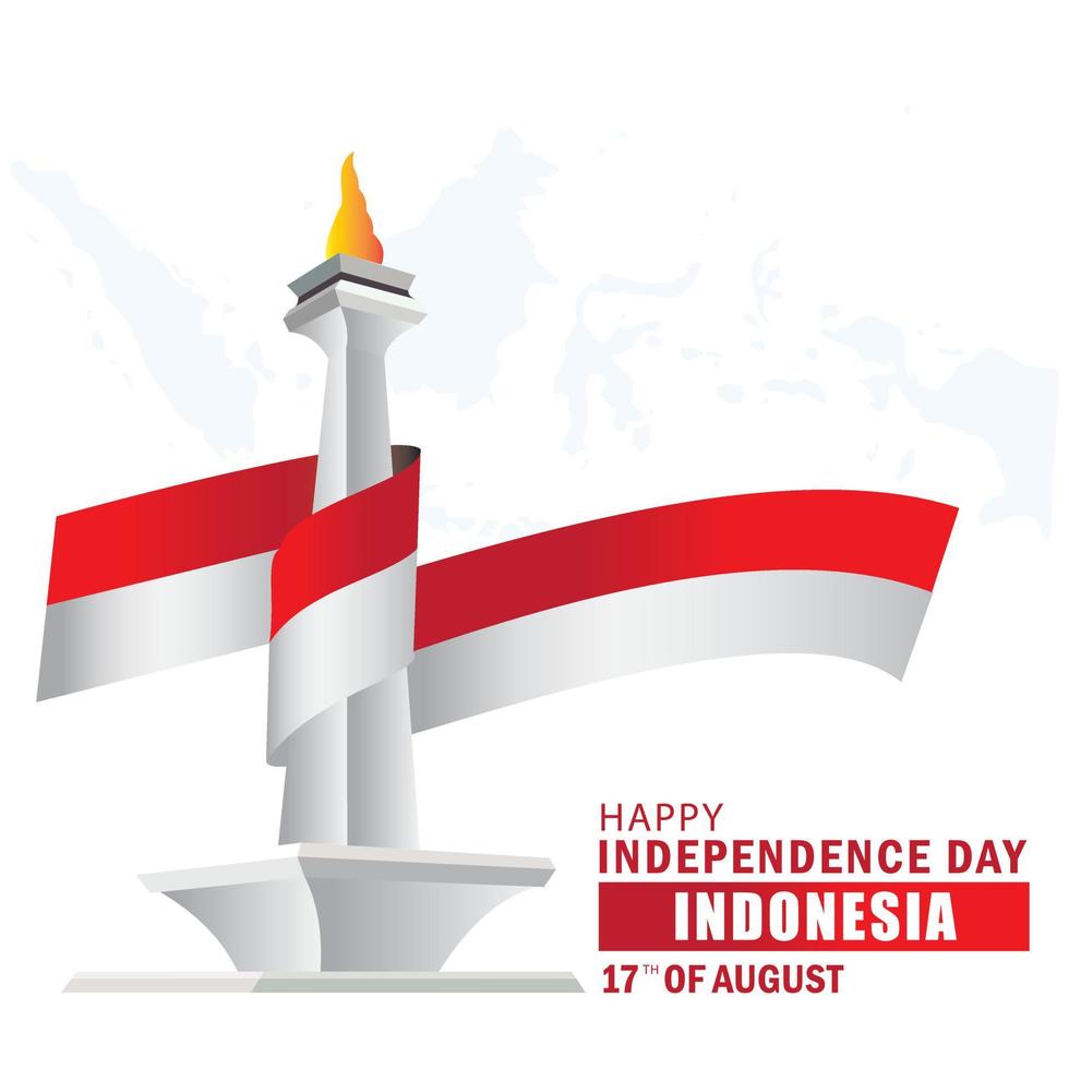 vector illustration of happy independence day in Indonesia celebration on August 17 year