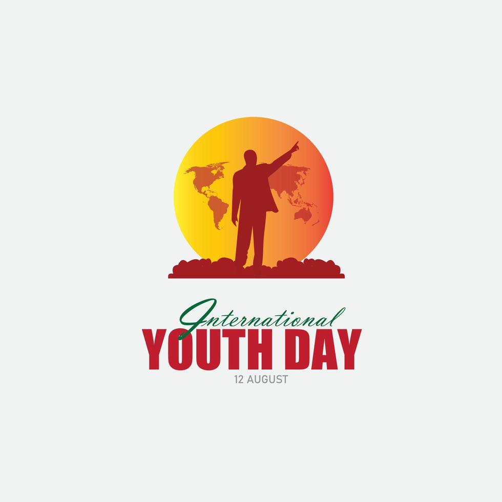 ilustración de una feliz tarjeta de felicitación del día de la juventud con un joven de pie. diseño de vector de día de la juventud simple y elegante