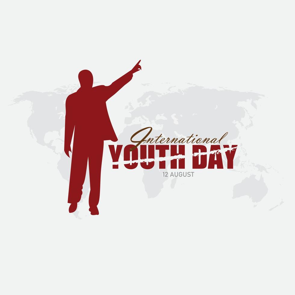 ilustración de una feliz tarjeta de felicitación del día de la juventud con un joven de pie. diseño de vector de día de la juventud simple y elegante