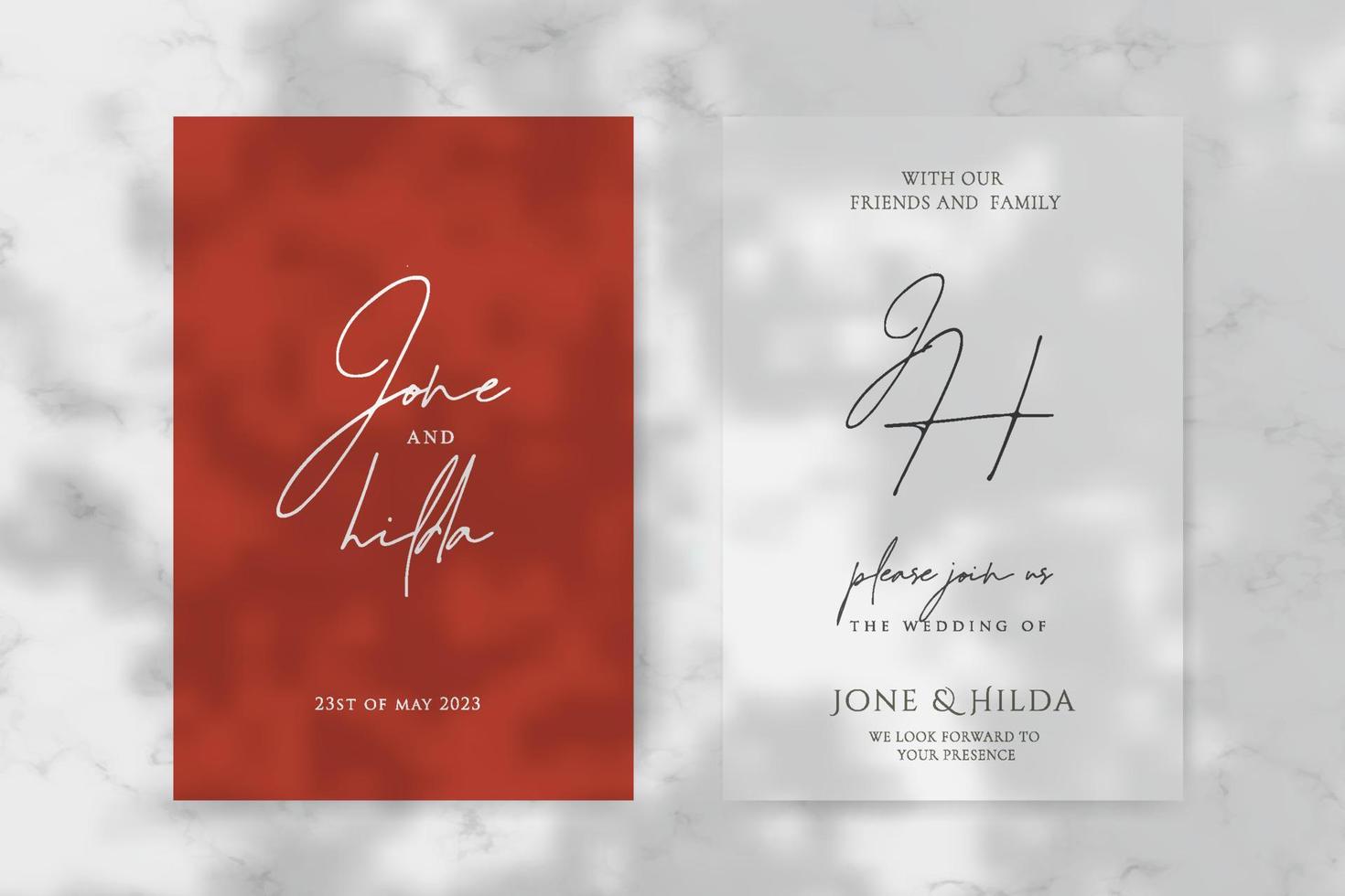 Wedding invitation with elegant dark brown template vector