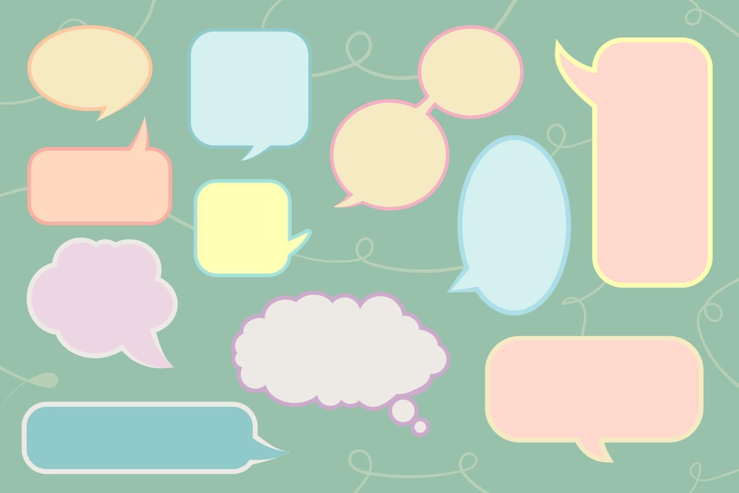 conjunto de colores pastel de burbuja de cuadro de texto de voz vector