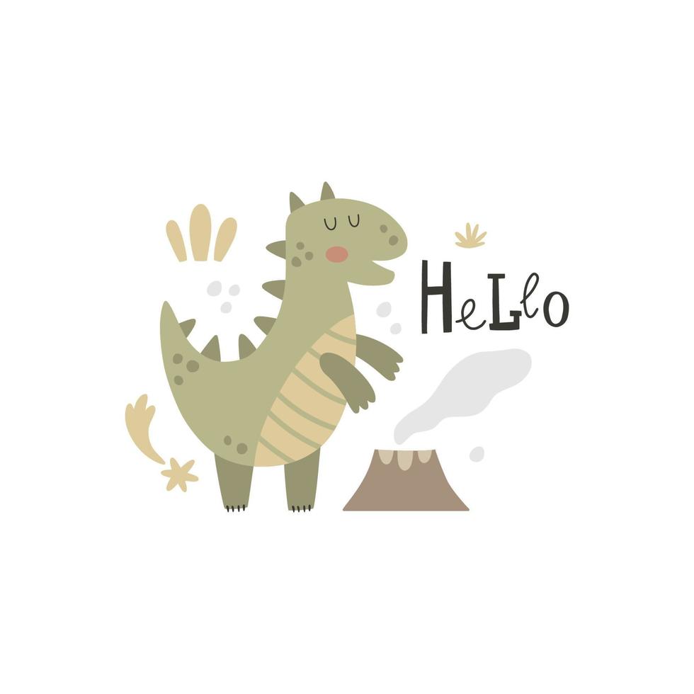 vector image of cute green dino