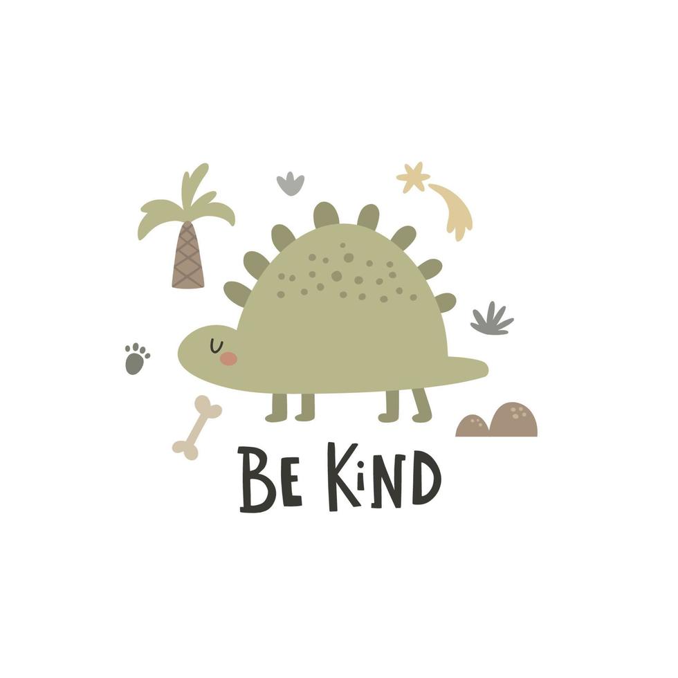 vector image of cute green dino