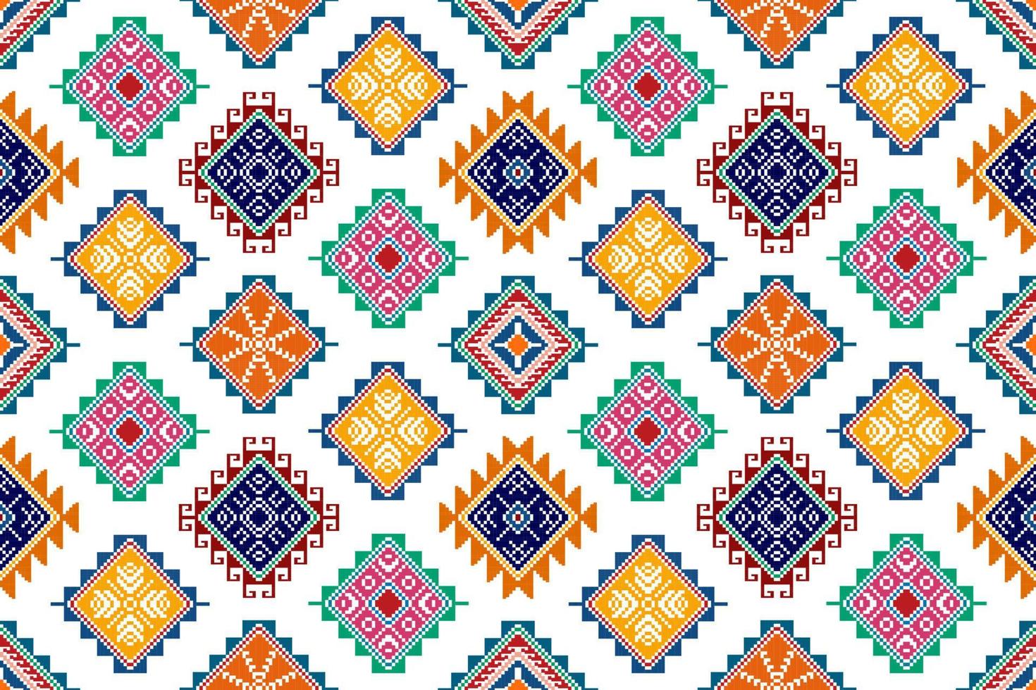 Geometric abstract Ikat ethnic seamless pattern design. Aztec fabric carpet mandala ornaments textile decorations wallpaper. Tribal boho native ethnic turkey traditional embroidery vector background